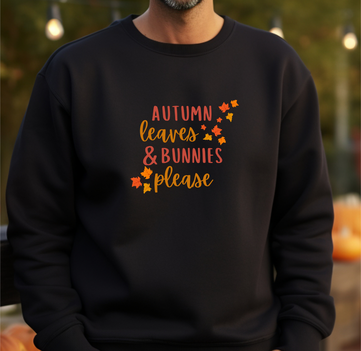 Autumn leaves + Bunnies Please Crewneck