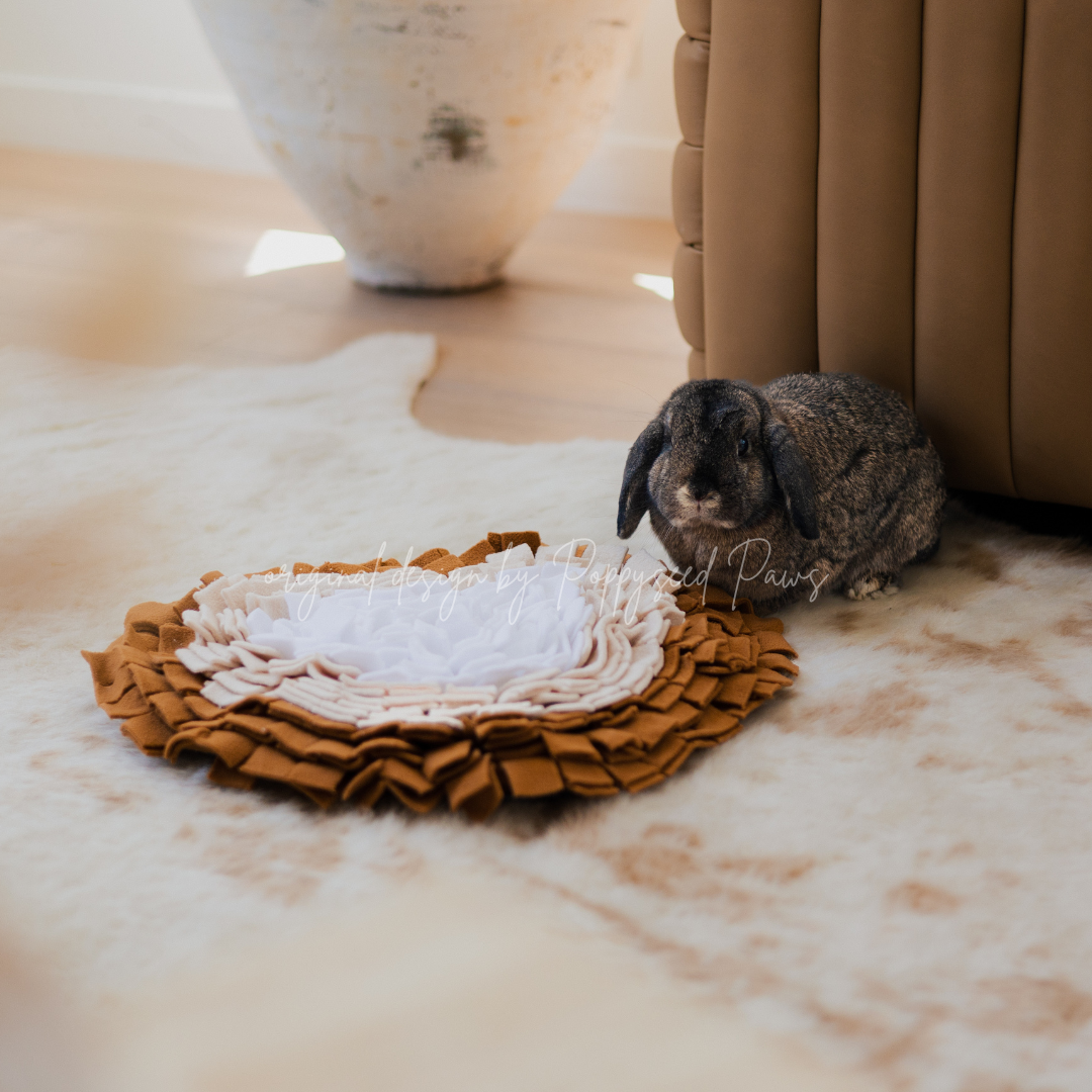 Original Heart Forager Snuffle Mat & Aesthetic Fleece Slow Feeder Puzzle | Whiskey Tan