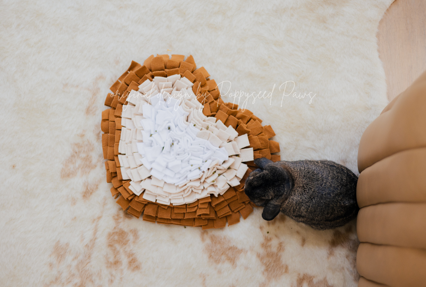 Original Heart Forager Snuffle Mat & Aesthetic Fleece Slow Feeder Puzzle | Whiskey Tan