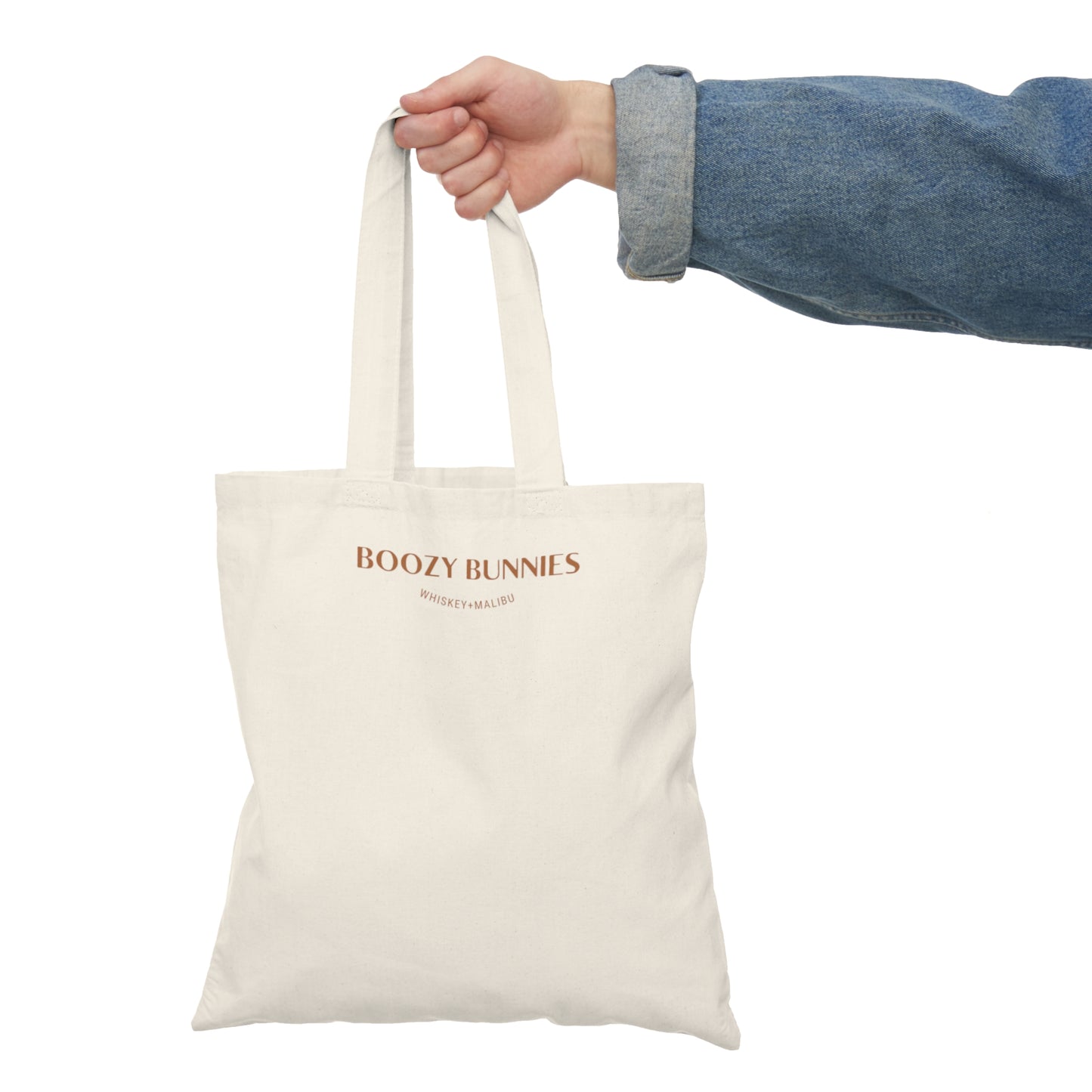 BOOZY BUNNIES: Whiskey + Malibu Natural Tote Bag