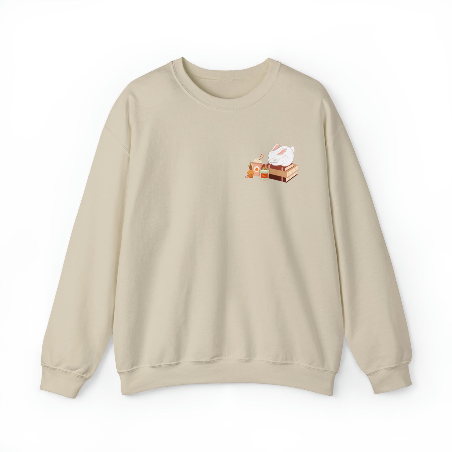 Cozy Bunny Fall Crewneck | Pumpkin Spiced Latte | Pumpkin Spiced Candle | Stack of Books