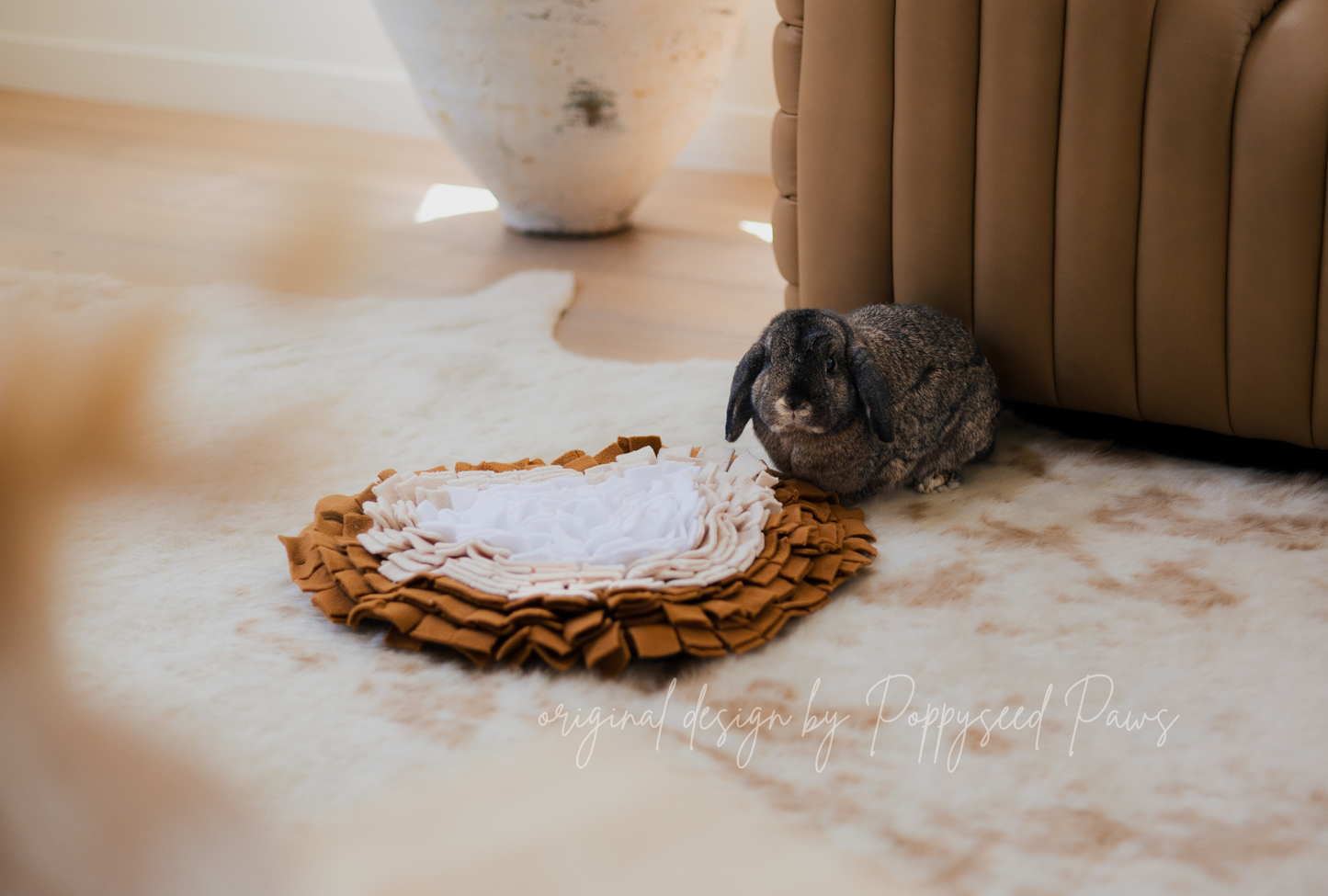 Original Heart Forager Snuffle Mat & Aesthetic Fleece Slow Feeder Puzzle | Whiskey Tan