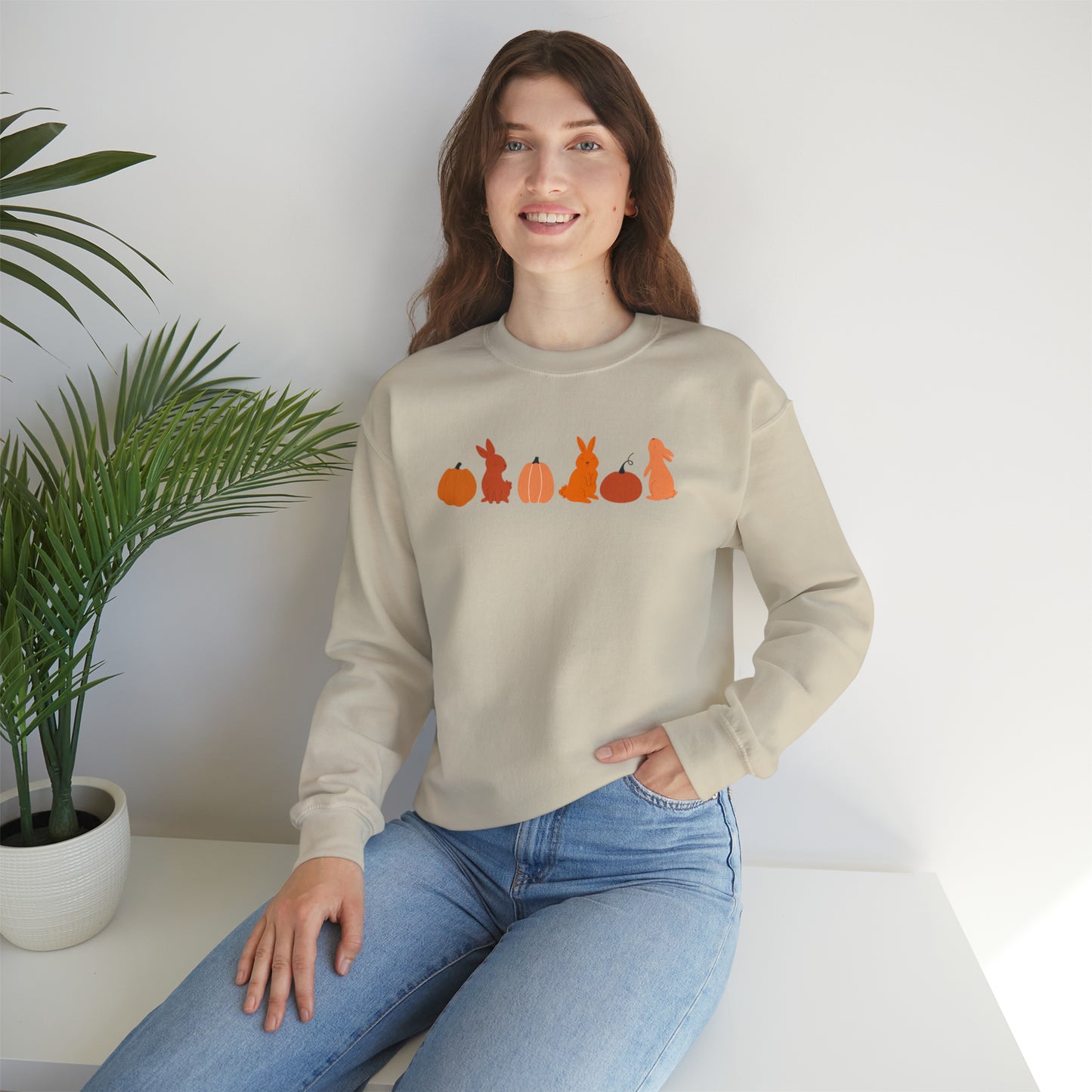 Bunnies + Pumpkins Orange Ombre Crewneck