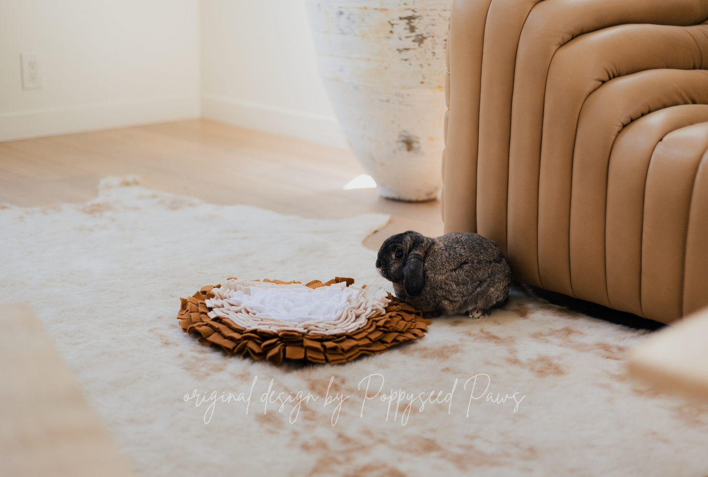 Original Heart Forager Snuffle Mat & Aesthetic Fleece Slow Feeder Puzzle | Whiskey Tan