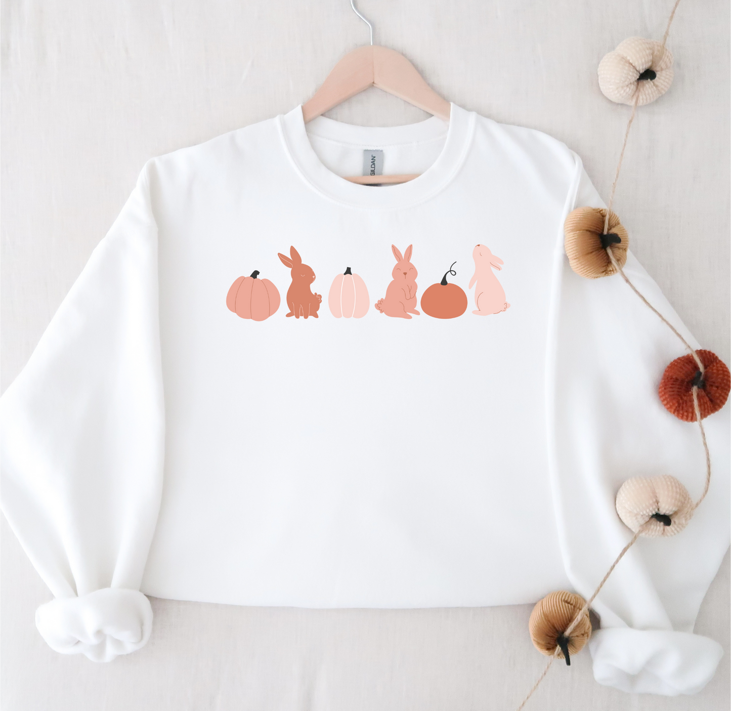 Bunnies + Pumpkin Pink Ombre Crewneck