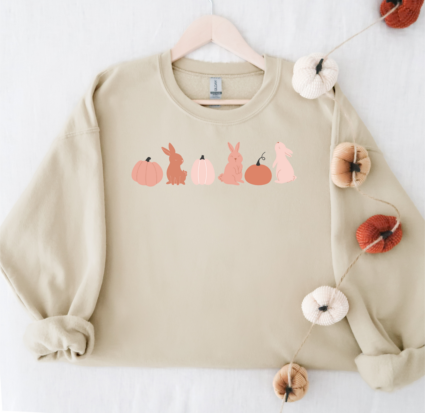 Bunnies + Pumpkin Pink Ombre Crewneck