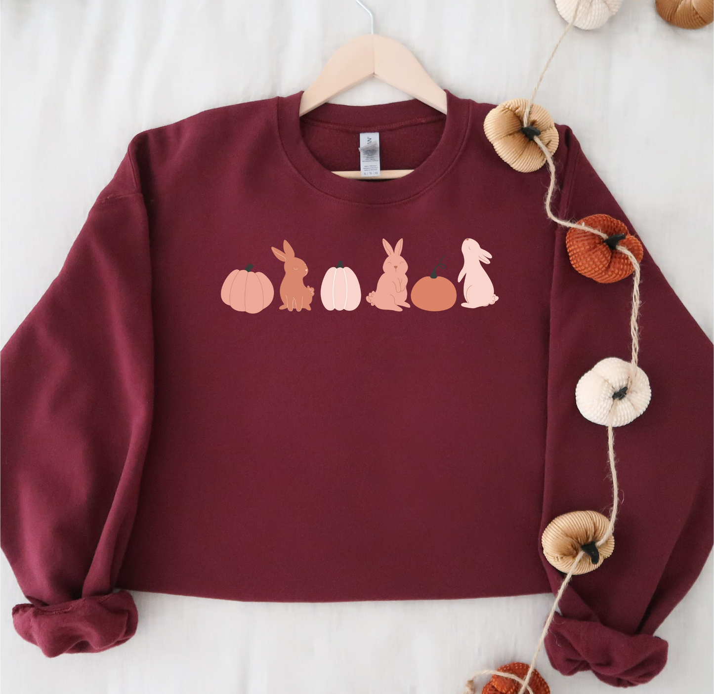 Bunnies + Pumpkin Pink Ombre Crewneck