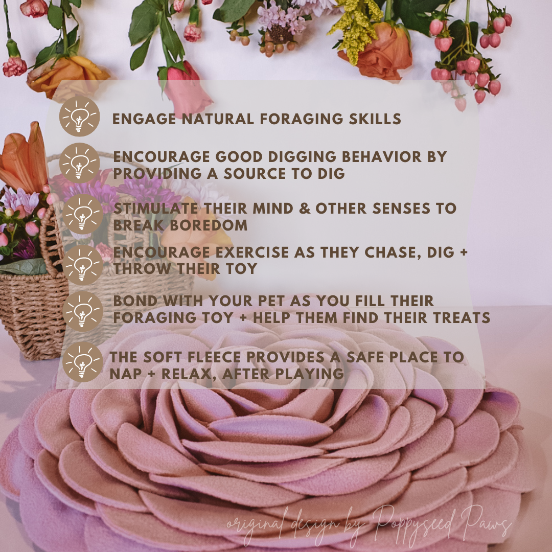 Original Flower Forager Snuffle Mat & Aesthetic Fleece Slow Feeder Puzzle