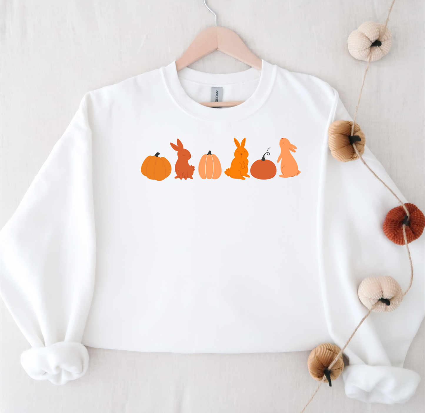 Bunnies + Pumpkins Orange Ombre Crewneck