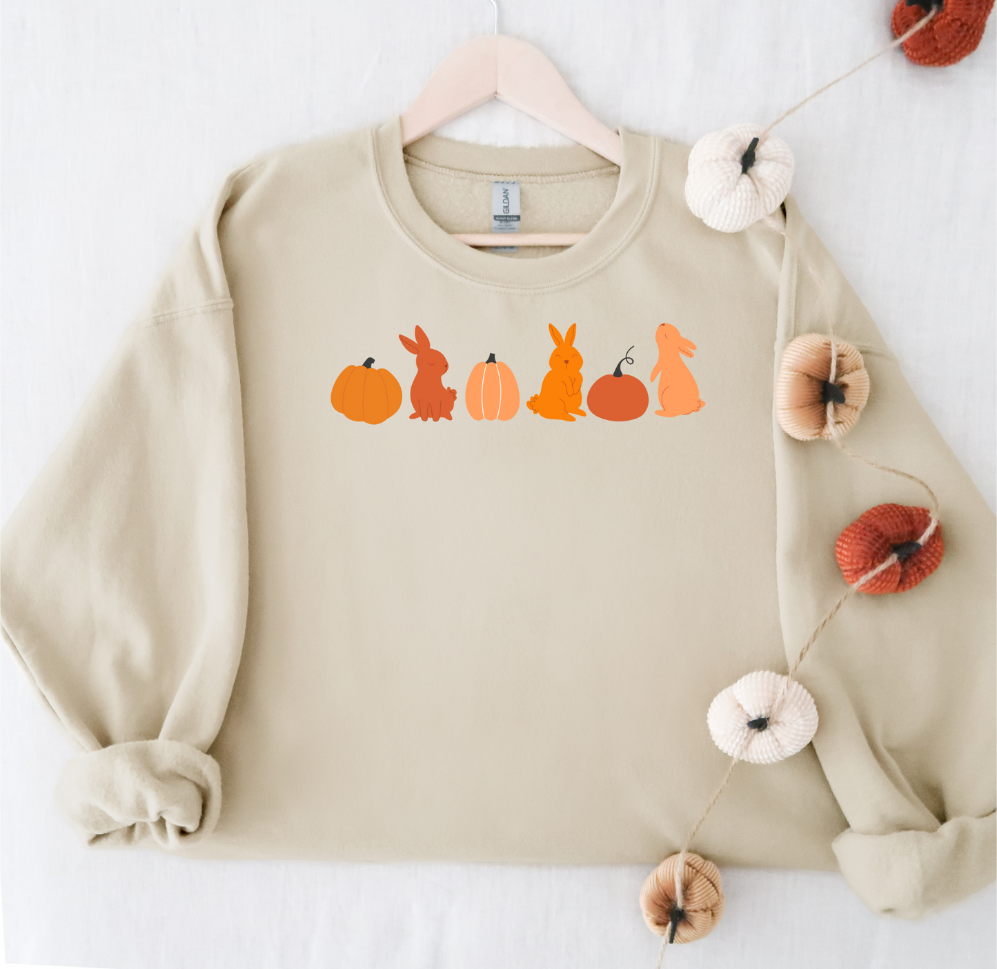 Bunnies + Pumpkins Orange Ombre Crewneck