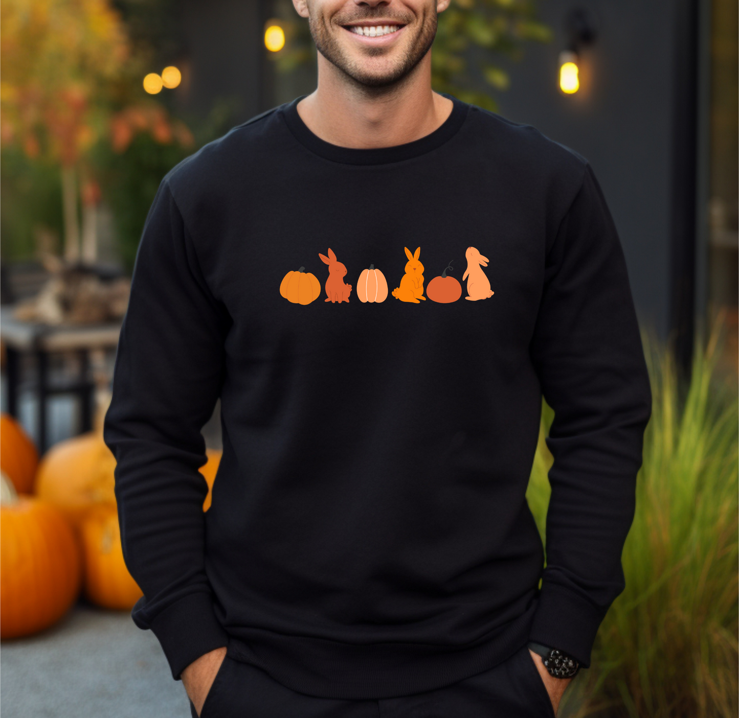 Bunnies + Pumpkins Orange Ombre Crewneck
