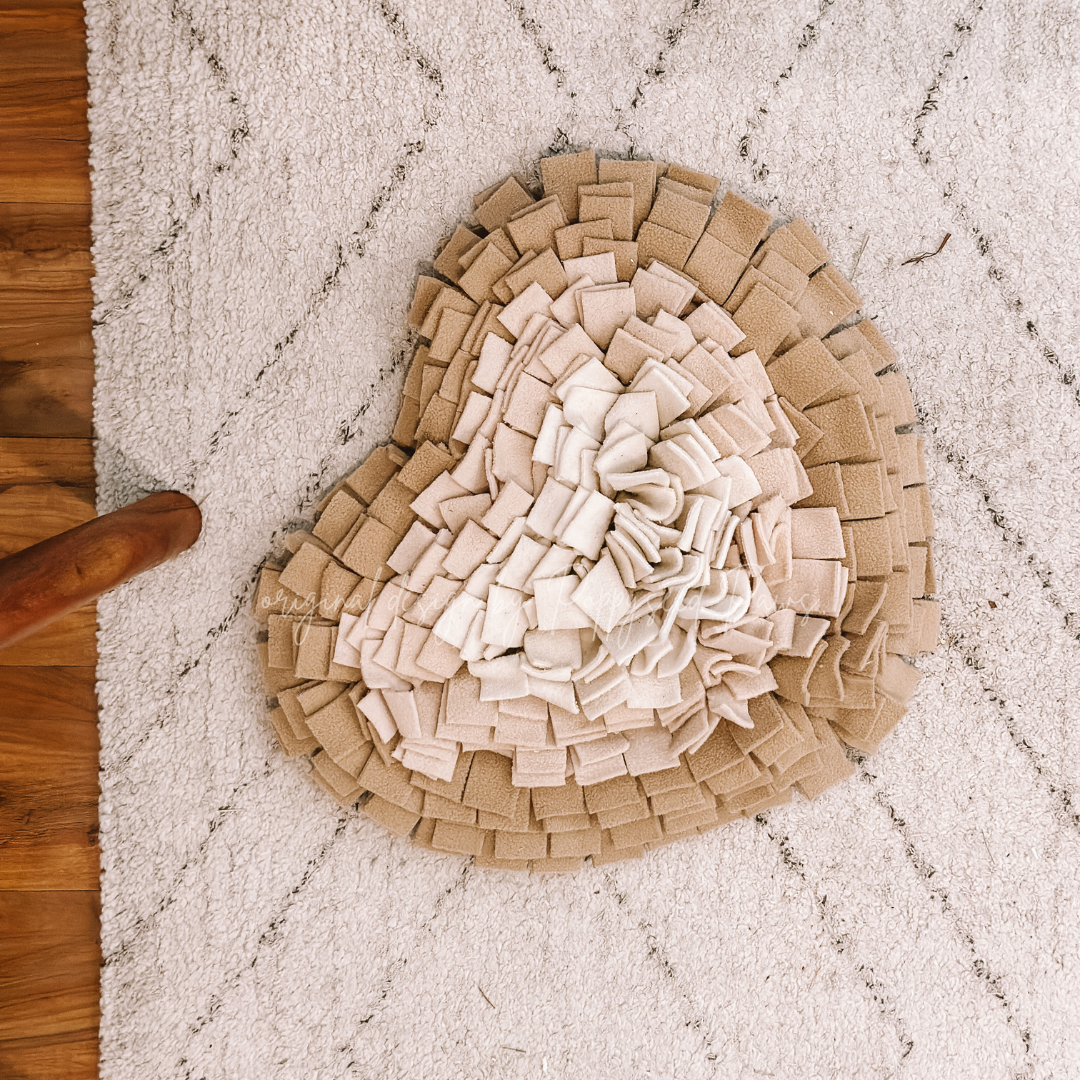 Original Heart Forager Snuffle Mat & Aesthetic Fleece Slow Feeder Puzzle | Little Loppy Linen