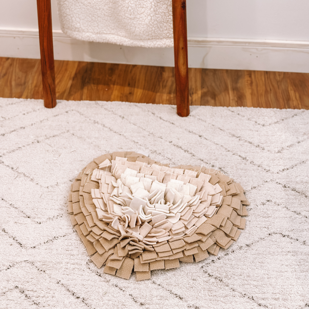 Original Heart Forager Snuffle Mat & Aesthetic Fleece Slow Feeder Puzzle | Little Loppy Linen