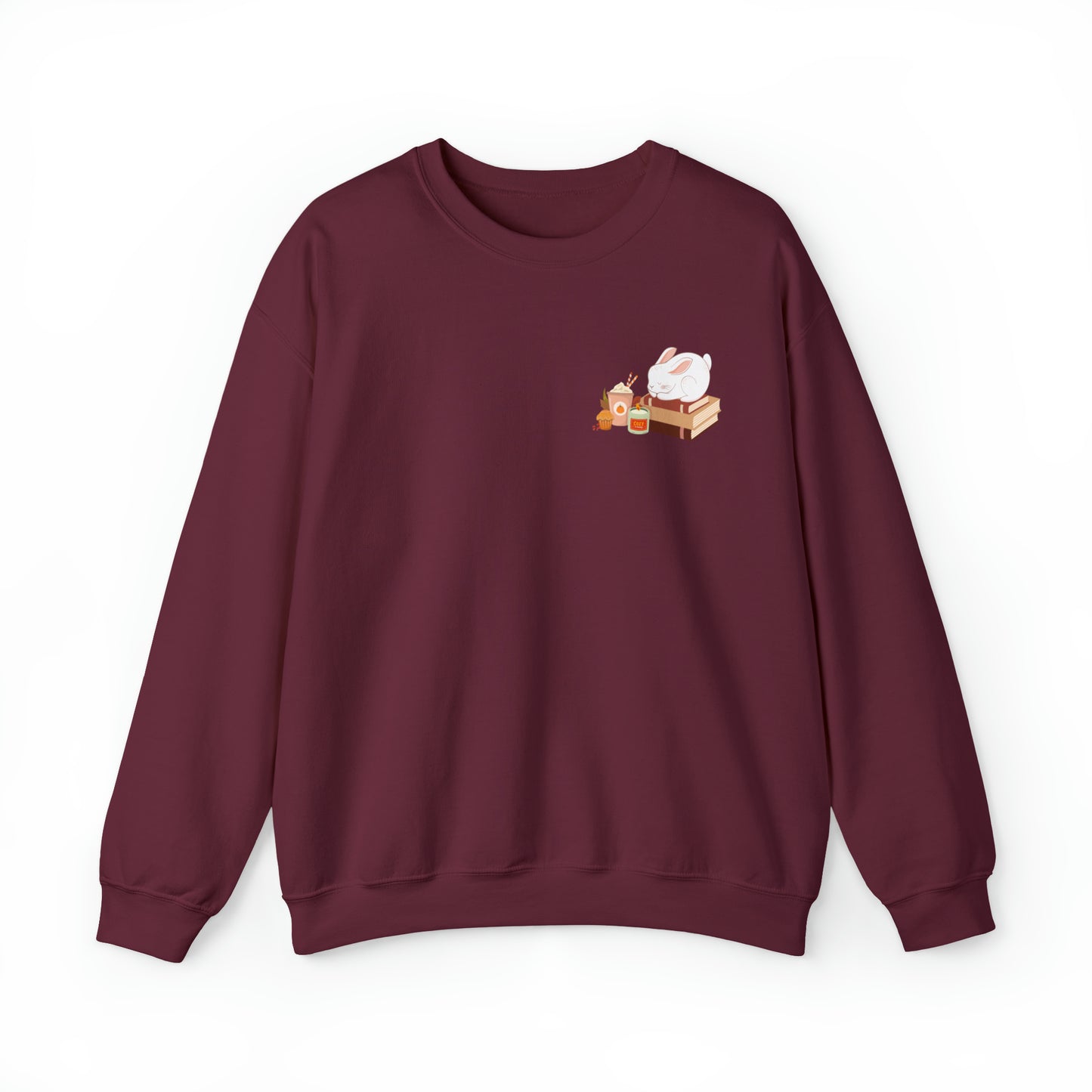 Cozy Bunny Fall Crewneck | Pumpkin Spiced Latte | Pumpkin Spiced Candle | Stack of Books