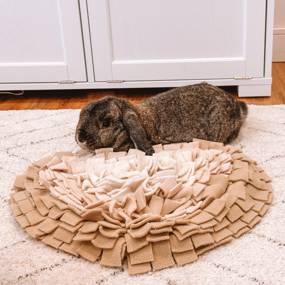 Original Heart Forager Snuffle Mat & Aesthetic Fleece Slow Feeder Puzzle | Little Loppy Linen