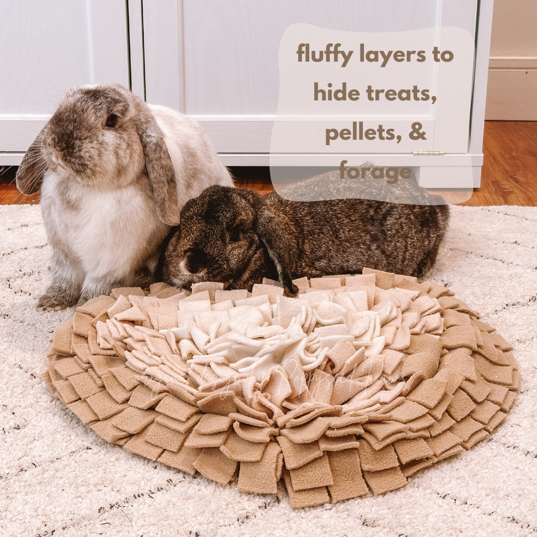 Original Heart Forager Snuffle Mat & Aesthetic Fleece Slow Feeder Puzzle | Little Loppy Linen