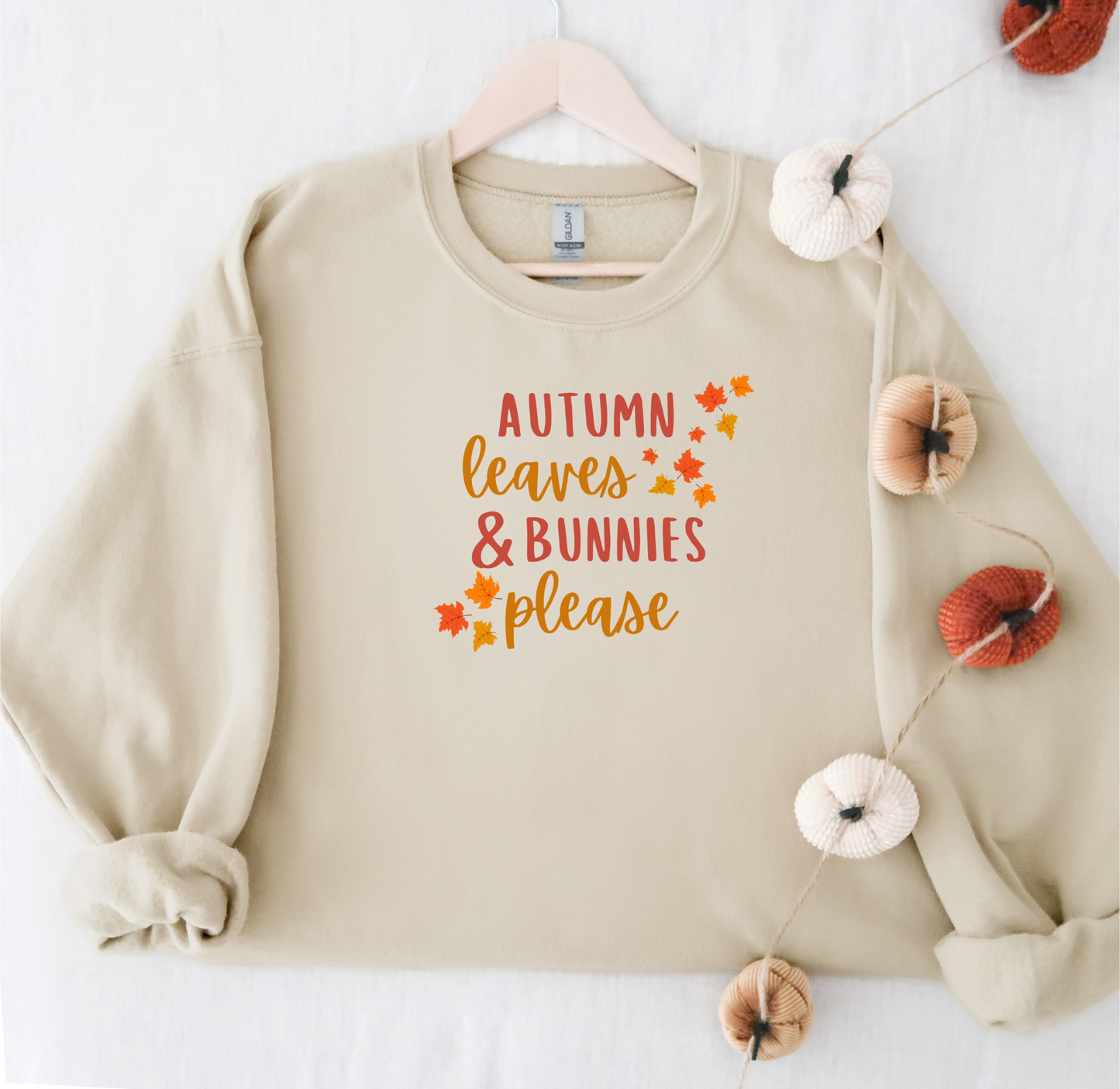 Autumn leaves + Bunnies Please Crewneck