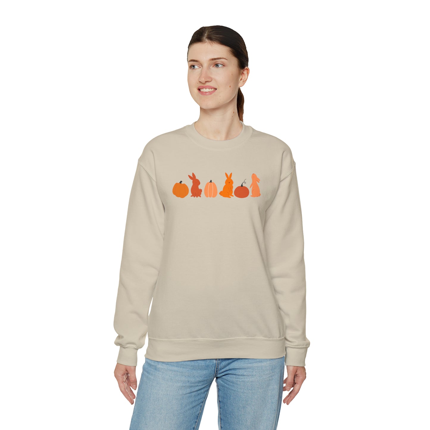 Bunnies + Pumpkins Orange Ombre Crewneck