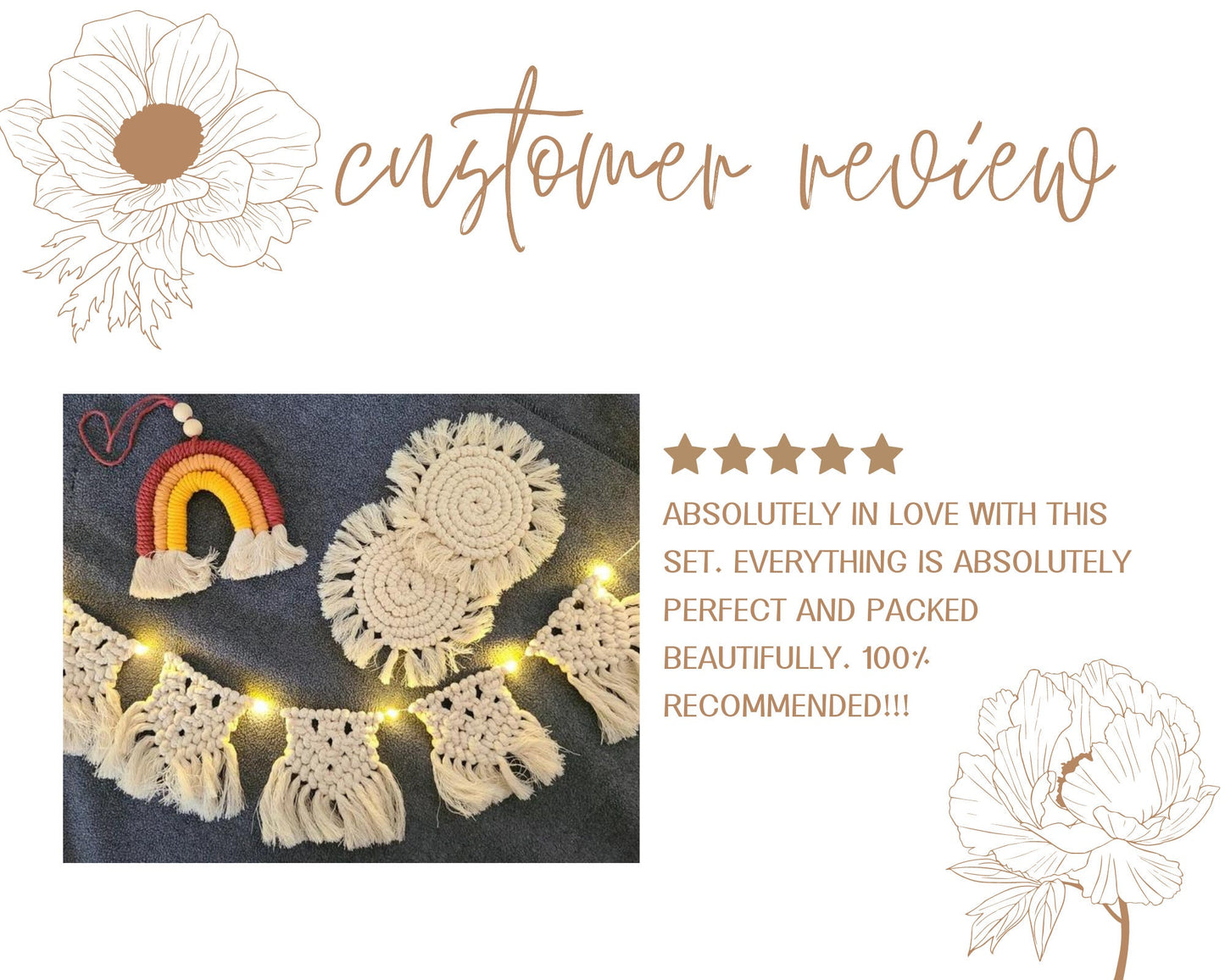 LED Fairy Light Macrame Garland