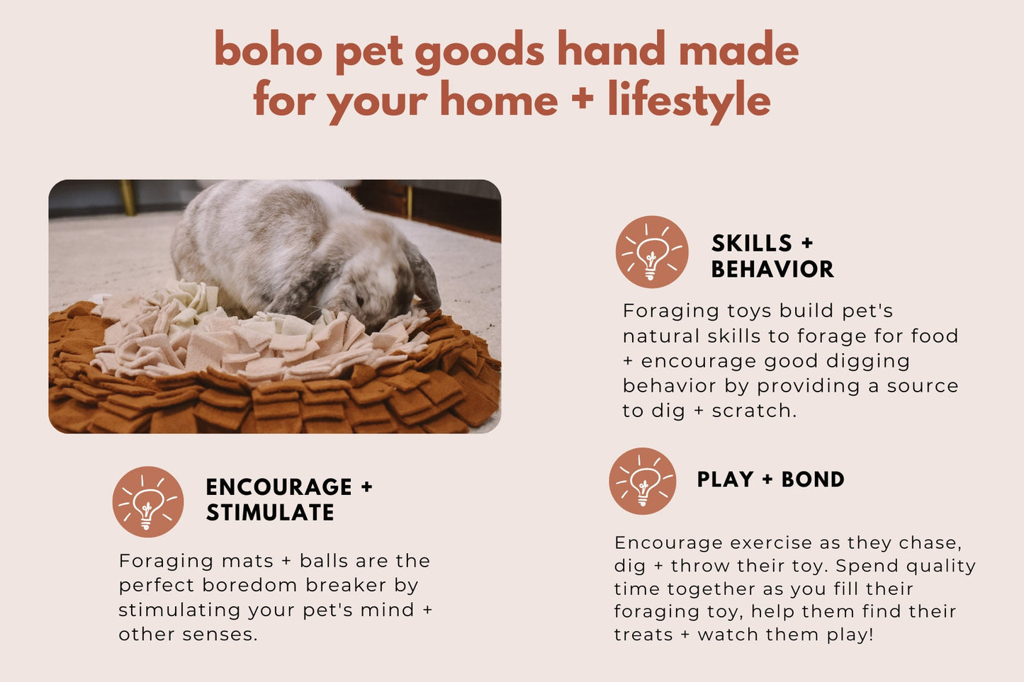 Original Rainbow Forager Snuffle Mat & Aesthetic Fleece Slow Feeder Puzzle | Cinnabun Blush