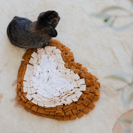 Original Heart Forager Snuffle Mat & Aesthetic Fleece Slow Feeder Puzzle | Whiskey Tan